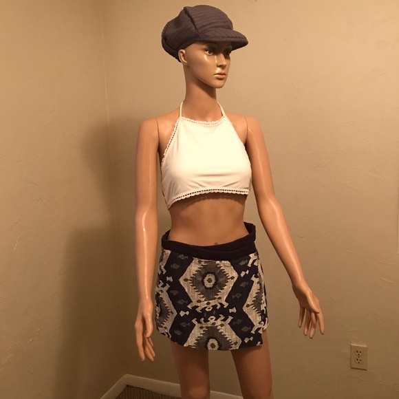 Host Pick🎉Zara Retro Chic Multicolored Purple Gray Cream Cotton Linen Mini Skirt - Picture 2 of 6